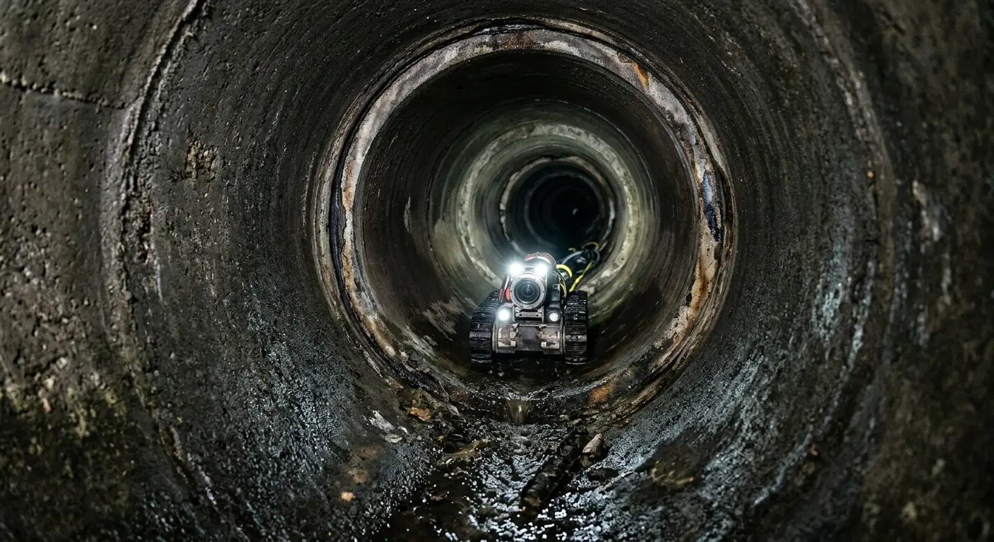 Robotic sewer camera inspecting pipe interior for Drain Snake Service in Walterboro