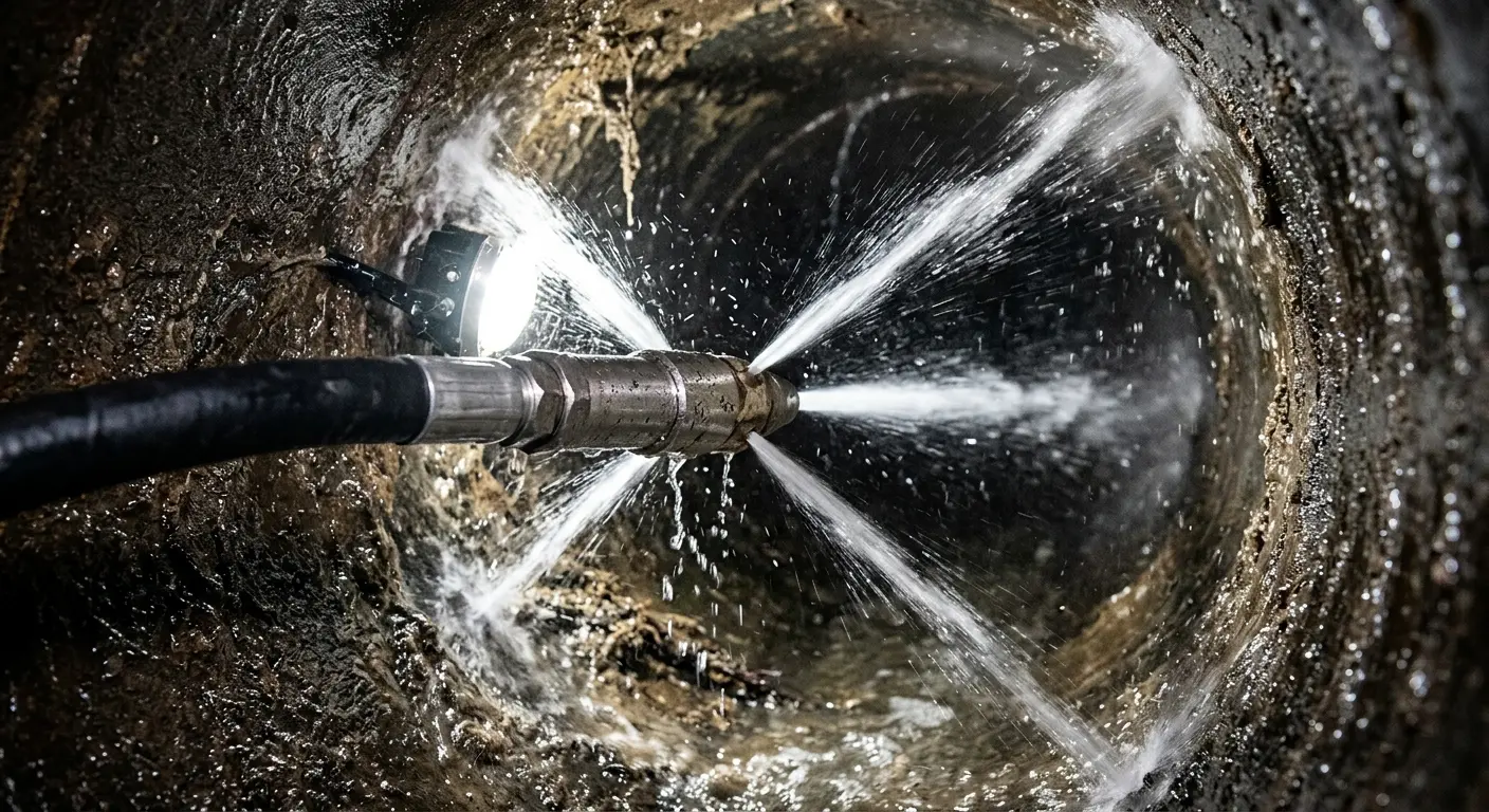 High-pressure hydro jetting nozzle cleaning sewer pipe for Sewer Line Relining in Walterboro